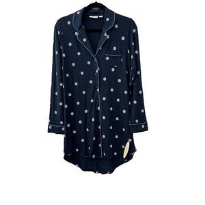 NWT Nordstrom Lingerie Size XXS Navy Sapphire Spaced Foulard nightshirt